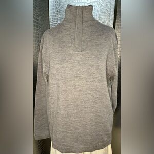 Davis & Squire Extra Fine Merino Wool Cozy Gray Quarter Zip Mens Sweater